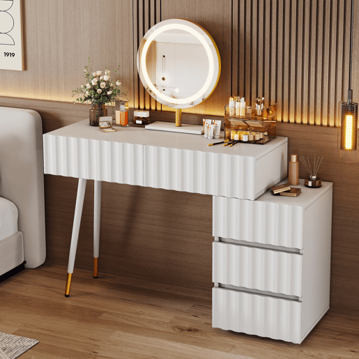 Toucador de mdf com espelho e 5 gavetas,branco Toucador de mdf com espelho e 5 gavetas,branco