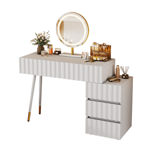 Toucador de mdf com espelho e 5 gavetas,branco Toucador de mdf com espelho e 5 gavetas,branco