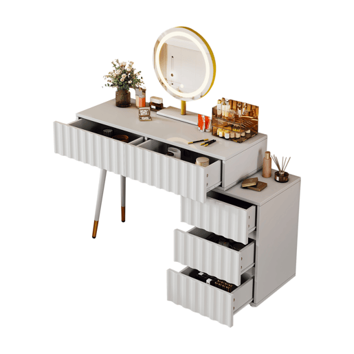 Toucador de mdf com espelho e 5 gavetas,branco Toucador de mdf com espelho e 5 gavetas,branco