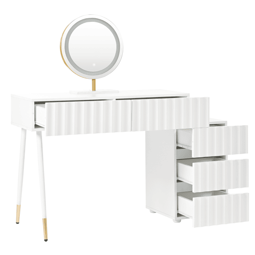 Toucador de mdf com espelho e 5 gavetas,branco Toucador de mdf com espelho e 5 gavetas,branco