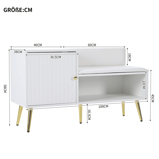 Sapateira de painel de partículas com 1 porta,branco