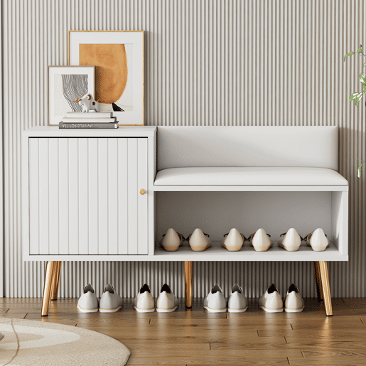 Sapateira de painel de partículas com 1 porta,branco