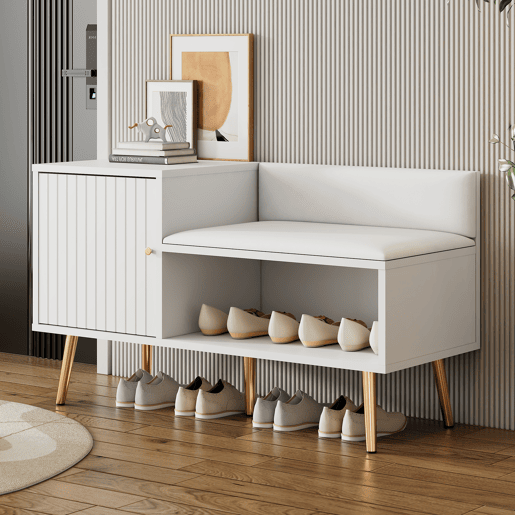 Sapateira de painel de partículas com 1 porta,branco