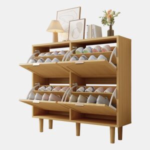 Sapateira de painel de partículas com 4 tabuleiros,natural