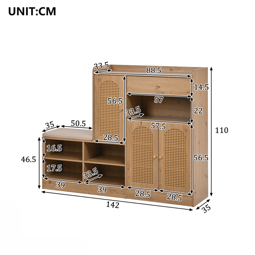 Sapateira de painel de partÃculas com 3 portas,natural Sapateira de painel de partÃculas com 3 portas,natural