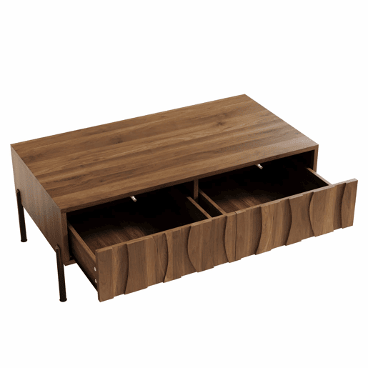 Mesa de centro 105x55x41 cm - estilo retro moderno - natural