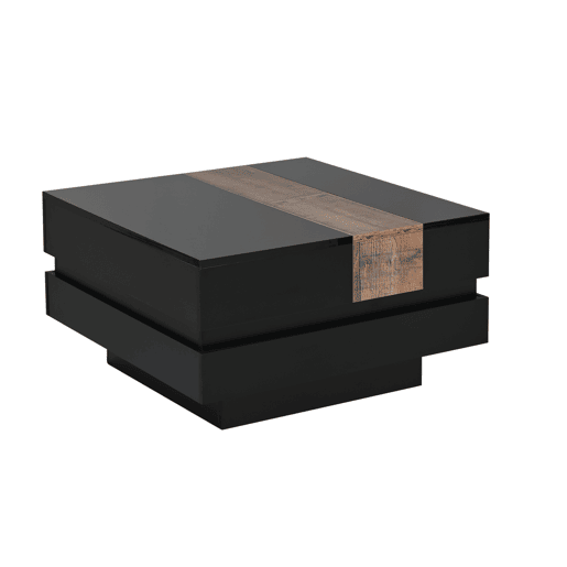 Mesa de centro quadrada 70x70x39 cm - Mesa extensível com arrumação oculta - Preto Mesa de centro quadrada 70x70x39 cm - Mesa extensível com arrumação oculta - Preto