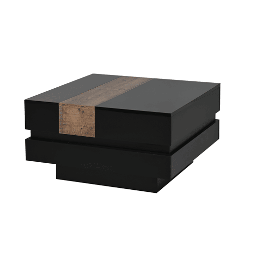 Mesa de centro quadrada 70x70x39 cm - Mesa extensível com arrumação oculta - Preto Mesa de centro quadrada 70x70x39 cm - Mesa extensível com arrumação oculta - Preto