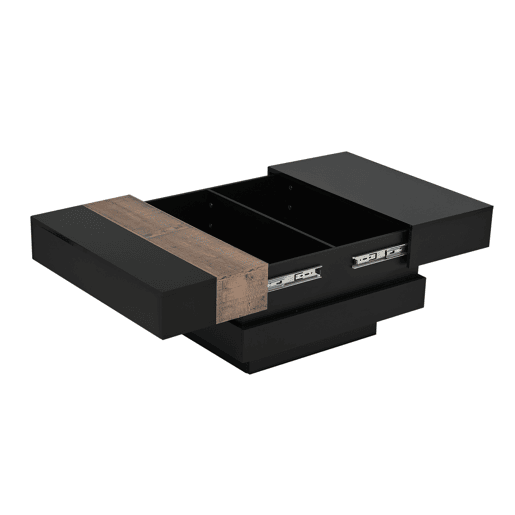 Mesa de centro quadrada 70x70x39 cm - Mesa extensível com arrumação oculta - Preto Mesa de centro quadrada 70x70x39 cm - Mesa extensível com arrumação oculta - Preto