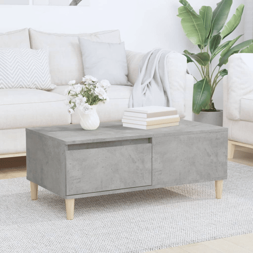 Mesa de Centro, Mesa baixa, 90x50x36,5 cm derivados madeira cinzento cimento