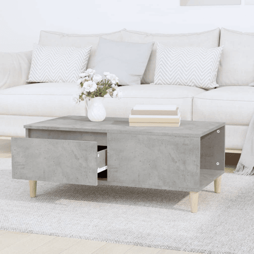 Mesa de Centro, Mesa baixa, 90x50x36,5 cm derivados madeira cinzento cimento