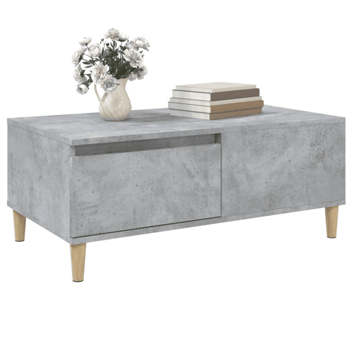 Mesa de Centro, Mesa baixa, 90x50x36,5 cm derivados madeira cinzento cimento