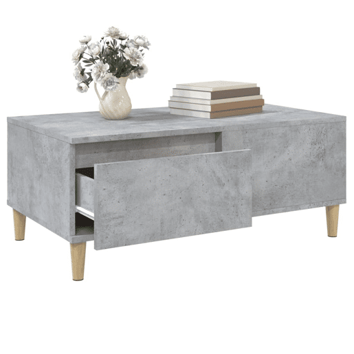 Mesa de Centro, Mesa baixa, 90x50x36,5 cm derivados madeira cinzento cimento