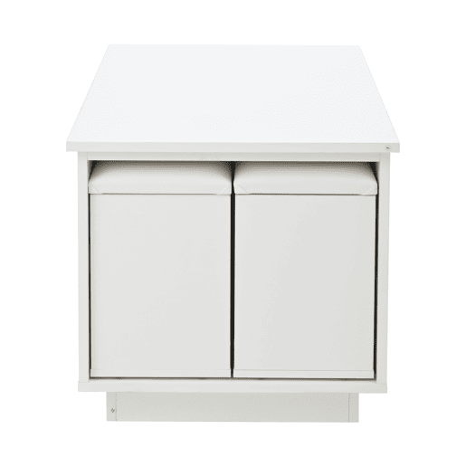 Mesa de centro 100x50x45 cm - Sofá com 2 bancos, 2 gavetas, LED, altura ajustável - Branco