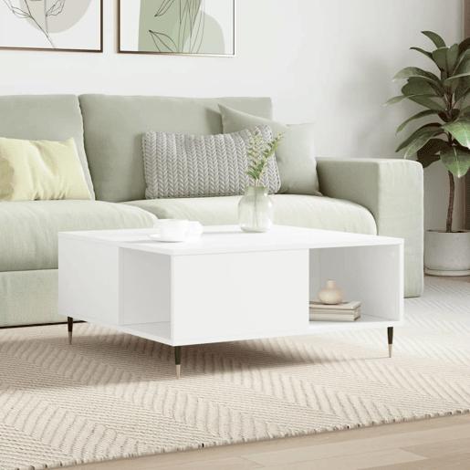Mesa de Centro, Mesa baixa, 80x80x36,5 cm derivados de madeira branco