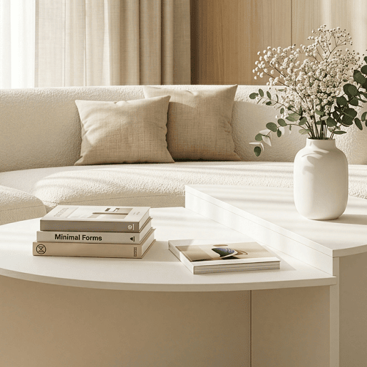 Mesa de centro Tondesdaslo com tampo duplo semi-circular 90x90x35 cm Branco en.casa