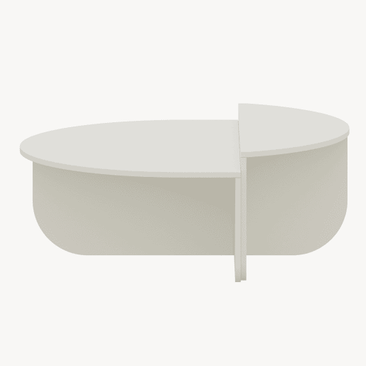 Mesa de centro Tondesdaslo com tampo duplo semi-circular 90x90x35 cm Branco en.casa