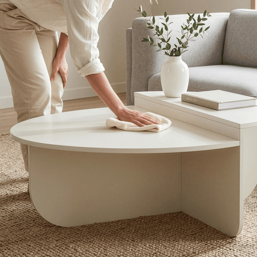 Mesa de centro Tondesdaslo com tampo duplo semi-circular 90x90x35 cm Branco en.casa