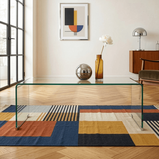 Mesa de centro Väsas montada vidro temperado 90x45x35 cm transparente en.casa