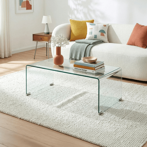 Mesa de centro Väsas montada vidro temperado 90x45x35 cm transparente en.casa