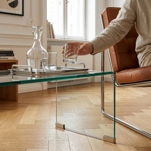 Mesa de centro Väsas montada vidro temperado 90x45x35 cm transparente en.casa