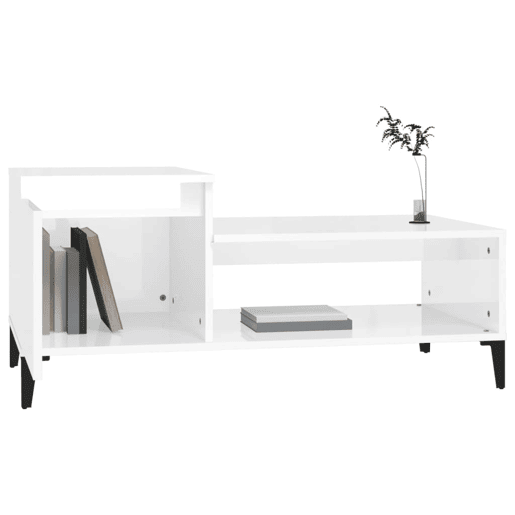 Mesa de Centro, Mesa baixa, 100x50x45 cm derivados madeira branco brilhante