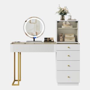 Toucador de mdf com espelho e 5 gavetas,branco