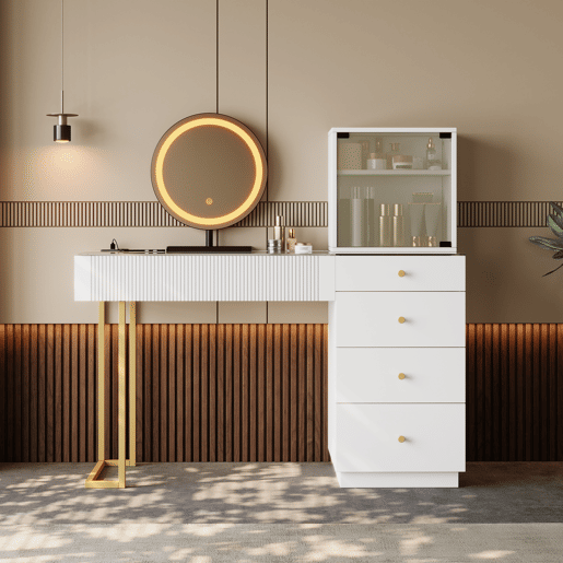 Toucador de mdf com espelho e 5 gavetas,branco Toucador de mdf com espelho e 5 gavetas,branco