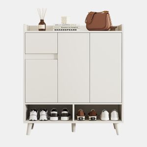 Sapateira de painel de partículas com 3 portas,branco