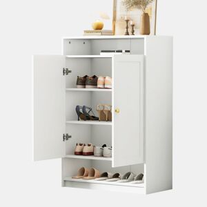 Sapateira de painel de partículas com 2 portas,branco