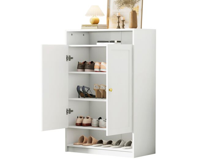 Zapatero de panel de partículas con 2 puertas,blanco