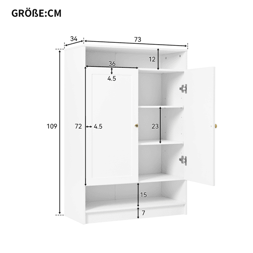 Sapateira de painel de partículas com 2 portas,branco
