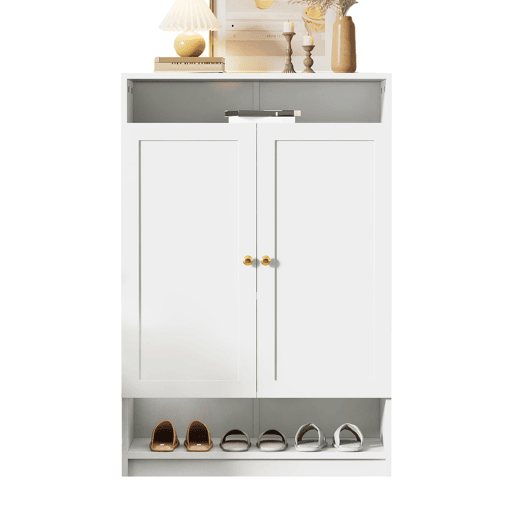 Sapateira de painel de partículas com 2 portas,branco