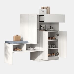 Sapateira de painel de partículas com 3 portas,branco