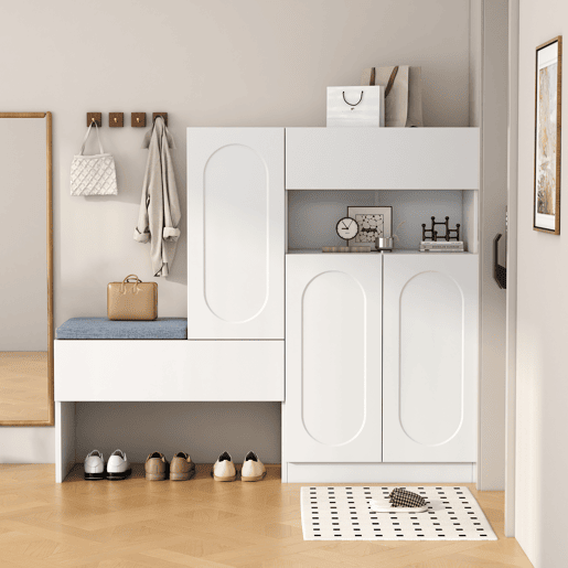 Sapateira de painel de partículas com 3 portas,branco