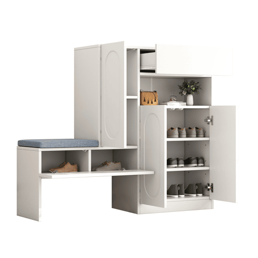 Sapateira de painel de partículas com 3 portas,branco