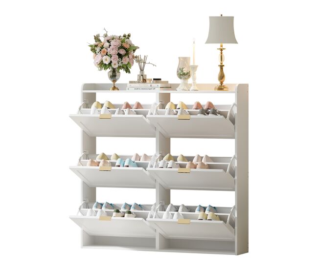 Zapatero de mdf con 6 trampones,blanco