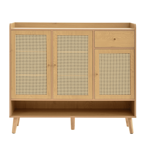 Sapateira de painel de partículas com 3 portas,natural