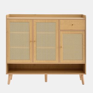 Sapateira de painel de partículas com 3 portas,natural