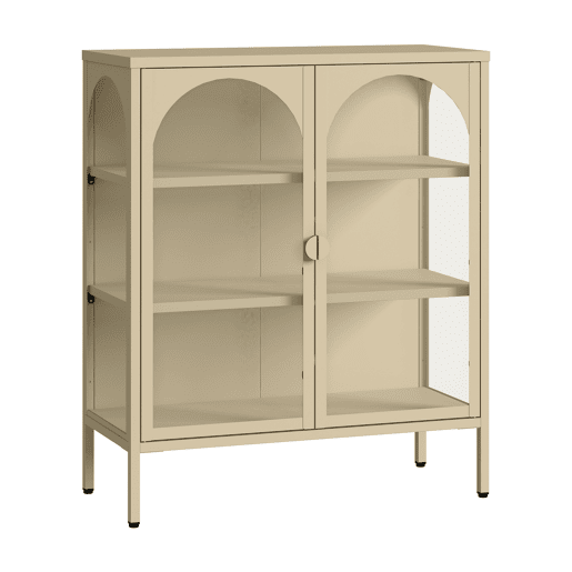 Vitrina aparador Klippestad 2 portas aço 95x80x35 cm cor de camelo en.casa