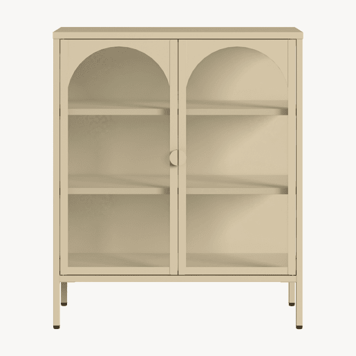 Vitrina aparador Klippestad 2 portas aço 95x80x35 cm cor de camelo en.casa