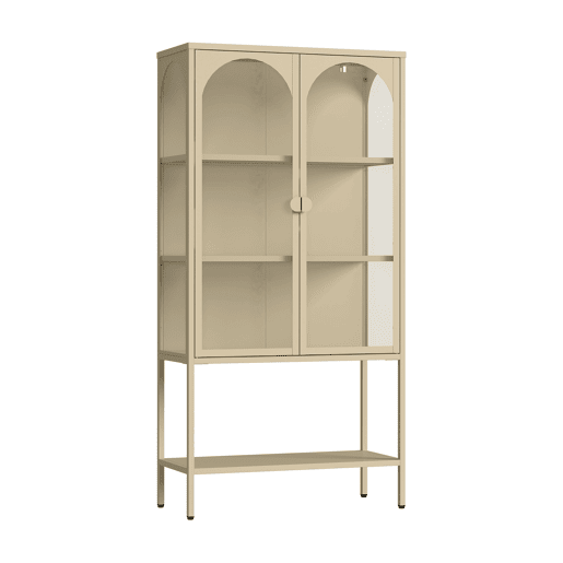 Vitrina Klippestad 2 porta aço 160x80x35 cm cor de camelo en.casa