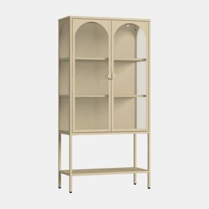 Vitrina Klippestad 2 porta aço 160x80x35 cm cor de camelo en.casa