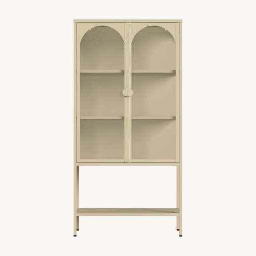 Vitrina Klippestad 2 porta aço 160x80x35 cm cor de camelo en.casa