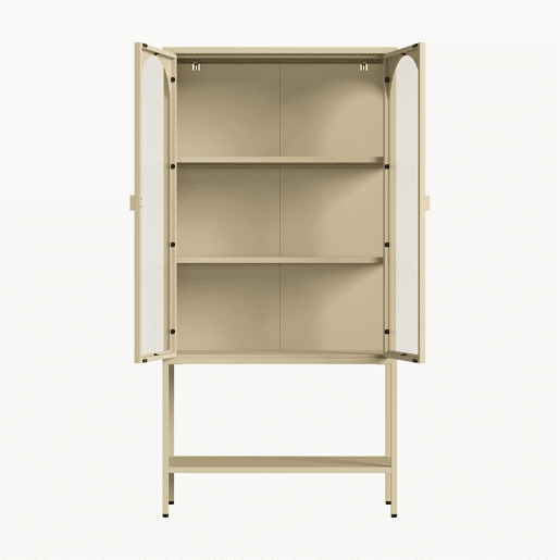 Vitrina Klippestad 2 porta aço 160x80x35 cm cor de camelo en.casa