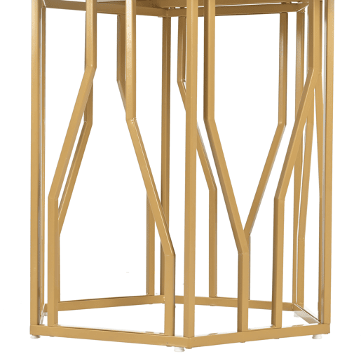 Mesa de jantar moderna - 6 lados - Estrutura metálica - Cor dourada