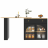 Mesa de bar extensível 138-204 cm - giratória em 360°, mesa alta, mesa de cozinhabistrô com prateleiras e vidro - Preto