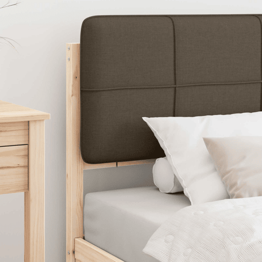 Estrutura de cama de solteiro para adultos com Cabeceira - Estofada Cinzento-acastanhado