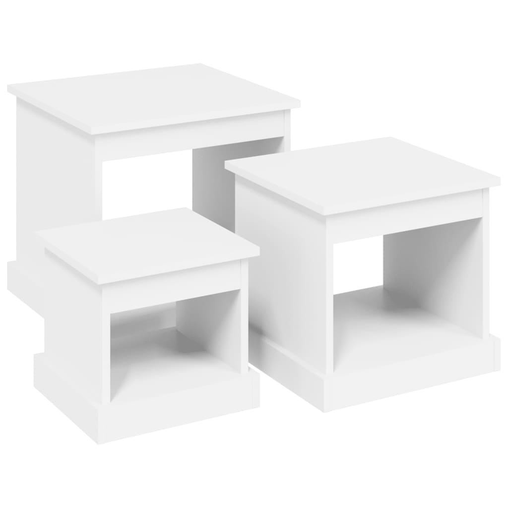 3 pzs Mesas de Café - Mesas de Centro 48x45 Blanco