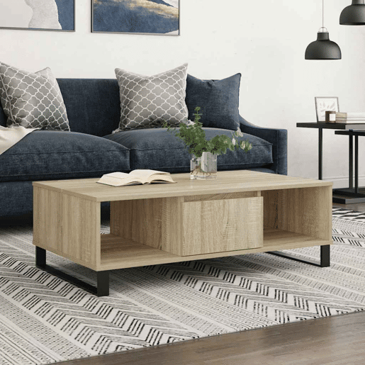 Mesa de Centro, Mesa baixa, 104x60x35cm derivados de madeira carvalho sonoma